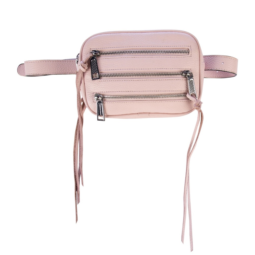 nwt Rebecca Minkoff 3 Zip Fanny Pack Pebbled Pink Cowhide Leather Cross Body